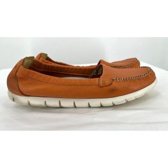 SAS Sunny Slip on Loafer Orange Leather Comfort Shoe Womens Sz 8.5 M Flat Mocca - Picture 5 of 12